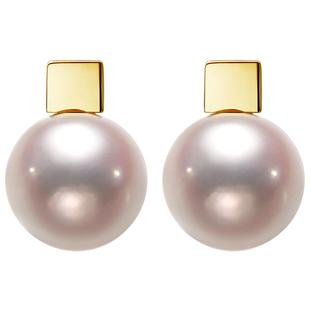 CIRCLE珠宝纸吹雪系列akoya天然海水珍珠耳钉18k金耳环送女友礼物