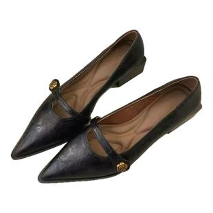 尖头单鞋女2025新款春季山茶花棕色复古粗中跟小个子内增高玛丽珍