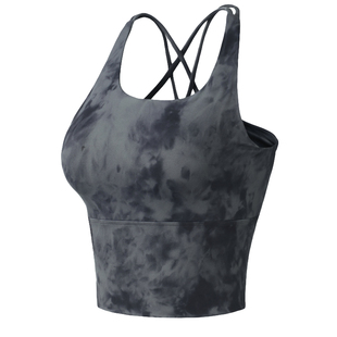 健身女孩性感运动内衣外穿背心式bra防震聚拢文胸扎染瑜伽服新款