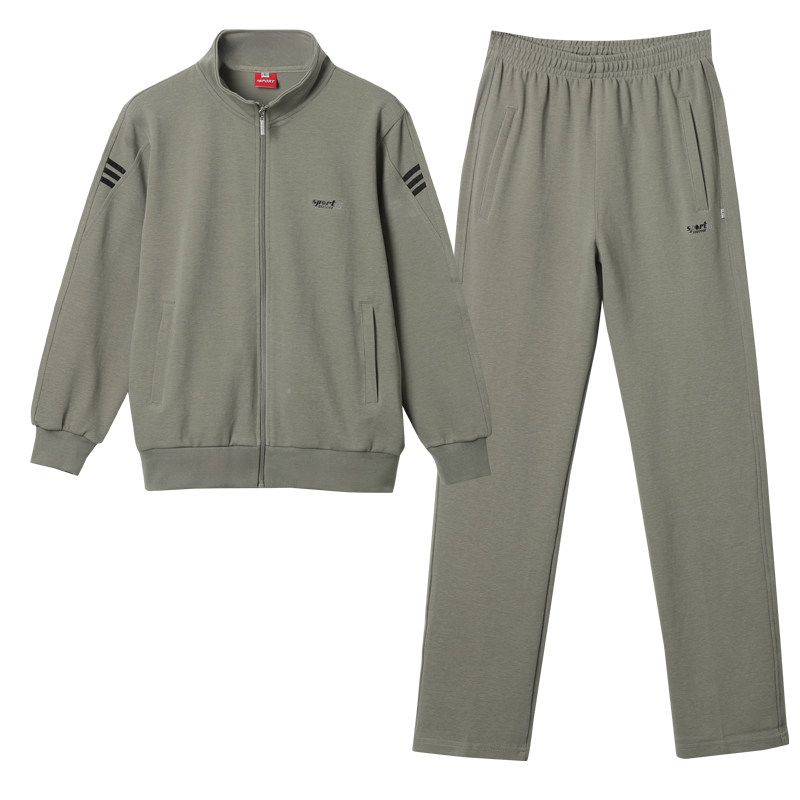 皮尔卡丹名牌爸爸装休闲运动服套装秋冬中老年男士外套宽松三件套
