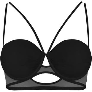 好奇蜜斯性感小胸内衣女美背薄文胸罩套装纯欲细肩带可外露黑夏季