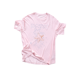晶咕白标DADATATA【星海长滩】100棉沙滩海星圆领短袖T恤休闲慵懒