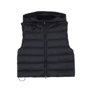 Maven Lin都市暖羽 90白鸭绒背心马甲女气质叠穿连帽短款羽绒服