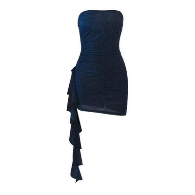 Kilonova蓝色闪闪抹胸连衣裙