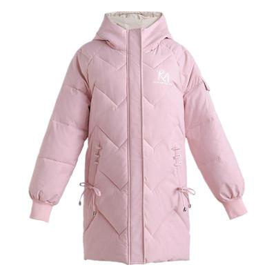 韩版连帽羽绒中长款印花冬季棉衣