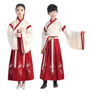 汉服男童国学服中国风古装书童服装三字经弟子规儿童演出服小学生