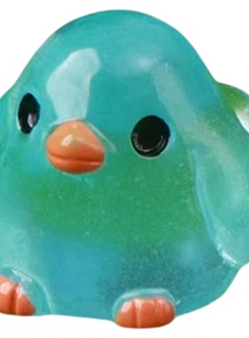 圆眼呆萌鸟仿真树脂夜光装饰摆件