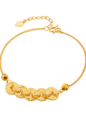 顺庆银楼足银990纯银碎冰冰钱币手链手链手饰品冰爆闪送女友