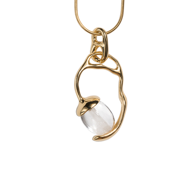 原创设计师趣味镀金白水晶蛇骨链