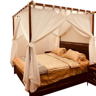 东南亚风地中海美式中式古典铁艺床幔四柱架子床幔麻蚊帐婚庆床帘