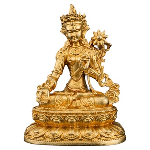 纯铜镀金释迦药师佛阿弥莲师文殊地藏观音菩萨黄财神绿度母小佛像