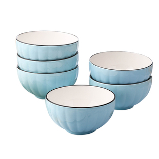 日式6个大面碗 陶瓷餐具套装 创意泡面碗个性家用大号汤碗组合