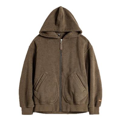 马登工装美式摇粒绒连帽开衫外套