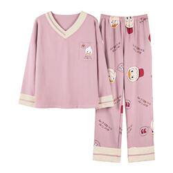 睡衣女士秋季长袖纯棉家居服套装
