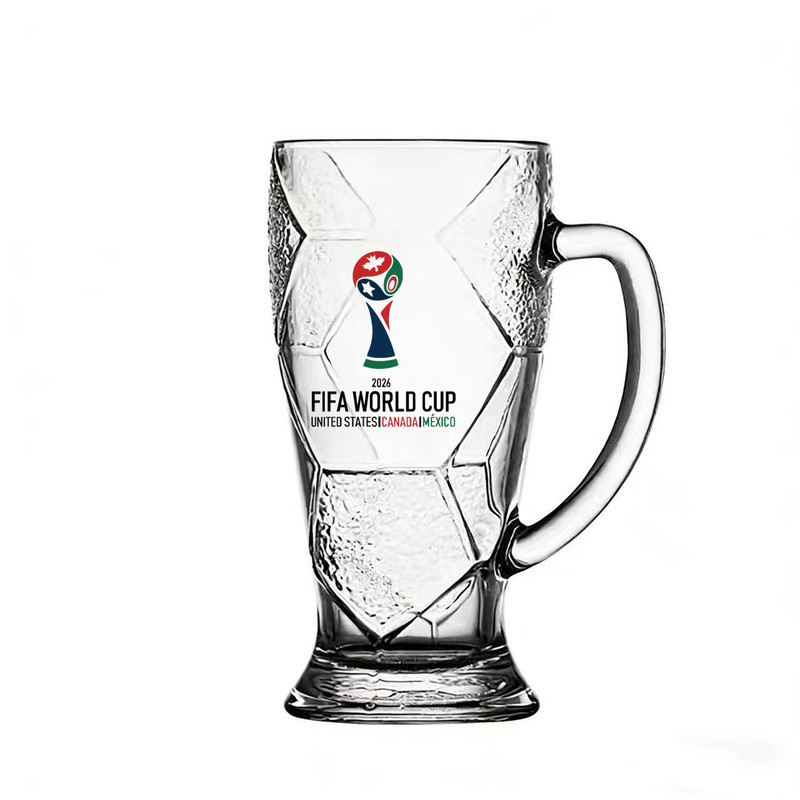 2026世界杯大力神玻璃带把啤酒杯