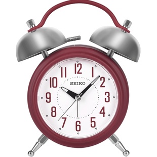 SEIKO日本精工时钟 金属铃铛大铃声马颈钟 贪睡夜灯光简约大闹钟