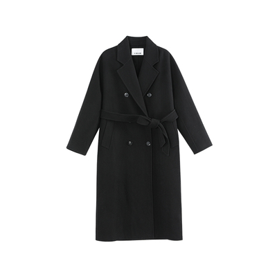 XMOOM黑色经典双面尼大衣