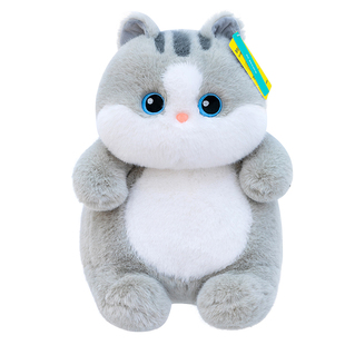 正版波波娃可爱卡通灰色小猫咪毛绒玩具狗公仔超软抱枕生日礼物女