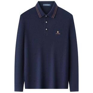 [高支纱/提花领]梦特娇秋冬男士针织Polo衫纯色翻领打底毛衣百搭J