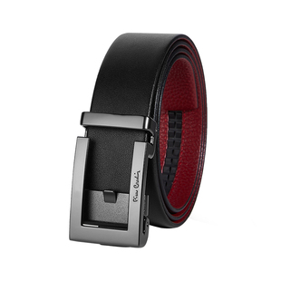 【婚庆】皮尔卡丹皮带男士真皮红色腰带男结婚礼物牛皮高档裤腰带