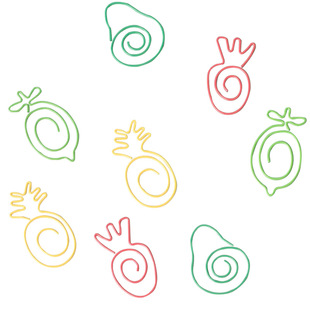 水果派对回形针 包塑线异形玫盒装回形针几何造型多功能韩版书签 可爱曲别针小号小清新创意金属别针 24枚