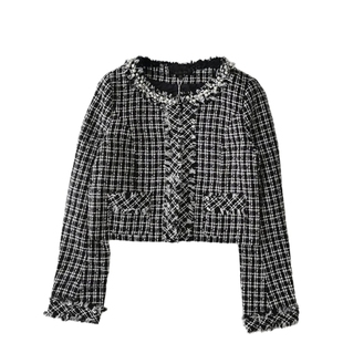 S码捡漏日系高货小香风女士时尚短款外套长袖W11开衫上衣女外套