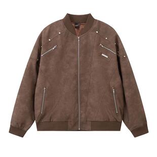 RickyisClown皮衣棒球服夹克男生秋季新款潮牌宽松时尚情侣装外套