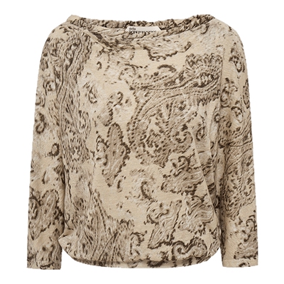 RODERICWONG亚麻露肩印花TEE