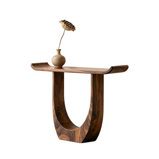 新中式北美黑胡桃木玄关桌宋式美学极简端景台客厅全实木禅意条案