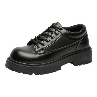 男鞋冬季英伦风男士休闲皮鞋新郎结婚厚底增高黑色西装大头德比鞋