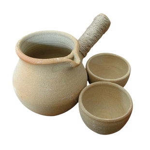 云南粗陶烤茶罐手工侧把仿古煮茶壶土陶公道杯罐罐茶器奶茶罐