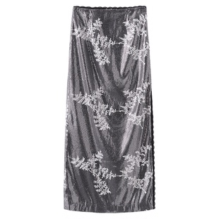 tanni设计师系列新中式亮片绣花旗袍优雅显瘦半身裙TN11SK700A