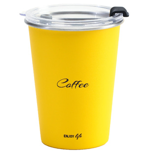 食品级304不锈钢杯子带盖高颜值单层喝水小米黄ultra便携咖啡家用