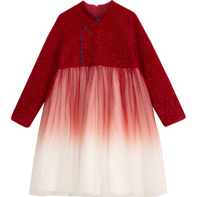 儿童连衣裙红色拜年服