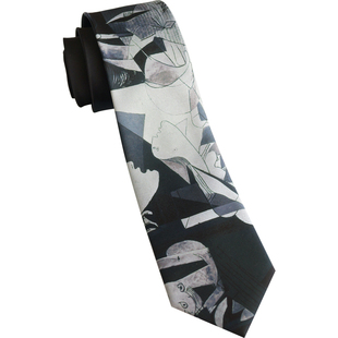 大喜原创 版画【格尔尼卡】黑色印花领带复古文艺抽象派时尚男女