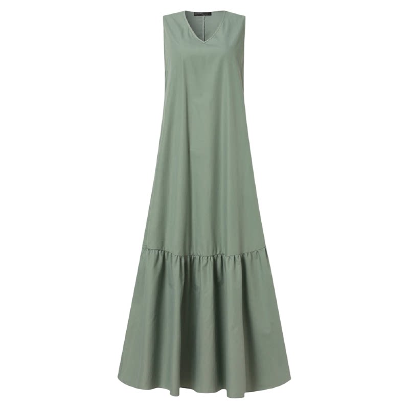 Loose sleeveless large hem long dress 宽松大摆裙长款连衣裙女