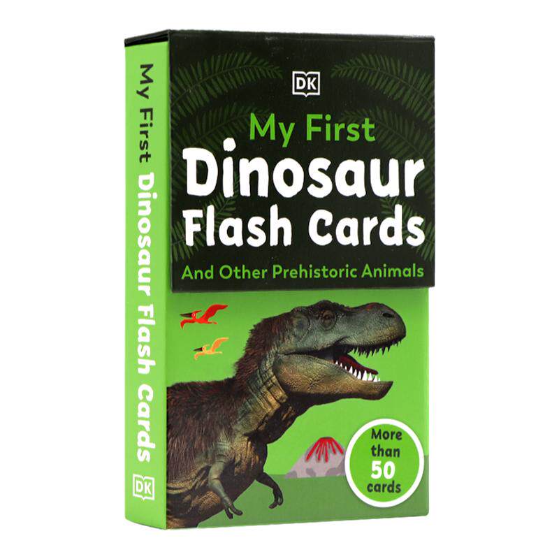 DK恐龙闪卡 英文原版 My First Dinosaur Flash Cards 儿童英语启蒙恐龙科普百科 54张恐龙和史前生活的图解卡片 亲子互动双面全彩