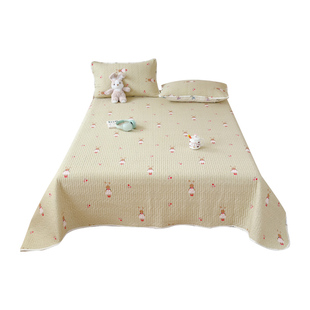 水洗棉夹棉床盖单件榻榻米防滑床单三件套四季通用宿舍卡通炕盖