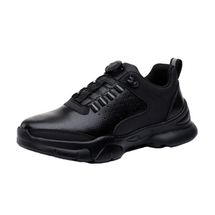 恒源祥商务休闲男鞋真皮旋钮扣一脚蹬春季新款舒适运动健步鞋中年