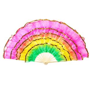 舞蹈纱扇跳舞广场儿童扭秧歌成人双面演出六层扇子一对左右手开学