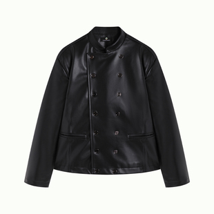 PUBLIC RADIO｜美式复古经典机车真皮夹克合金双排扣皮衣白兰度