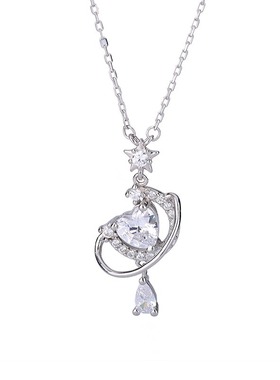 s999足银梦幻心月项链女轻奢