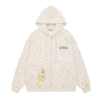 土豆猫原创满印星星连帽卫衣外套