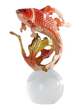 京茵珐琅彩锦鲤鱼中式装饰摆件