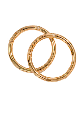 18k金情侣刻字圆形对戒定制