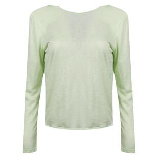 九山美背宽松长袖女速干罩衫瑜伽服运动跑步露背上衣健身服T恤薄