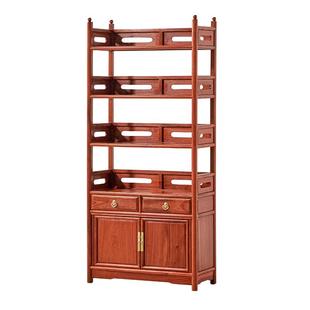 红木花梨木小书架实木中式书柜架子落地置物架茶柜刺猬紫檀书橱柜