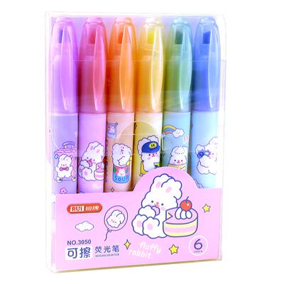 锐牌6色可擦荧光笔彩色手账标记