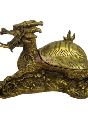 纯铜质龙龟带盖加藏开盖掀盖摆件