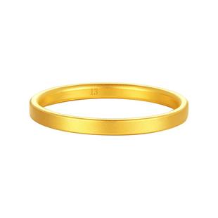 周大生古法黄金素圈戒指女足金小方戒手饰叠戴指环生日礼物送女生